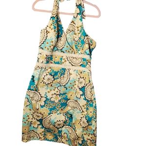 DORBY halter dress floral teal size 16